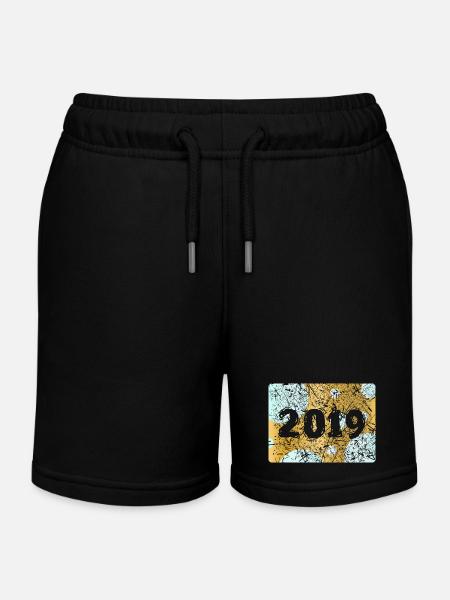 Zahl 2019 - Kinder Organic Joggingshorts Mini Bolter von Stanley/Stella - Schwarz
