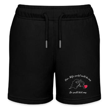 Eine Katze suchst nicht du aus, sie sucht dich aus - Kinder Organic Joggingshorts Mini Bolter von Stanley/Stella - Schwarz - Vorne