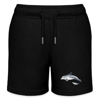 Delfine in blauem Duo-Aquarell - Kinder Organic Joggingshorts Mini Bolter von Stanley/Stella - Schwarz - Vorne