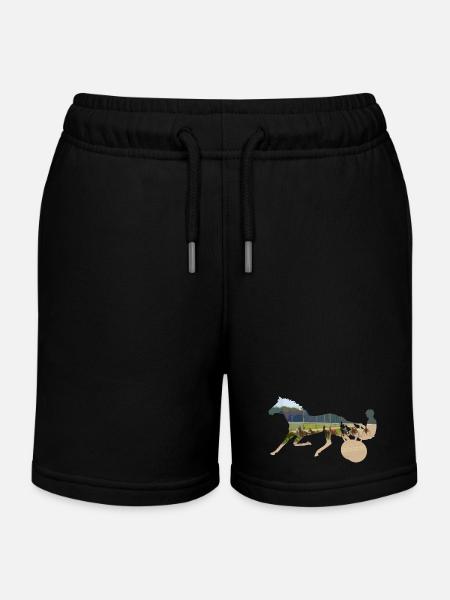 horse racing - Kids Organic Sweat Shorts by Stanley/Stella - black