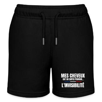 homme humour, cheveux, super pouvoir, chauve - Short de jogging enfant bio Stanley/Stella - noir - Devant