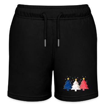 Joyeux Noël Weihnachtsbäume Frankreich Flagge - Kinder Organic Joggingshorts Mini Bolter von Stanley/Stella - Schwarz - Vorne