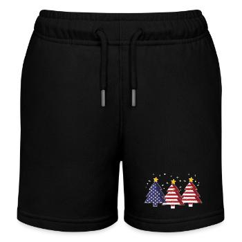 Weihnachtsbäume Amerika USA Flagge - Kinder Organic Joggingshorts Mini Bolter von Stanley/Stella - Schwarz - Vorne