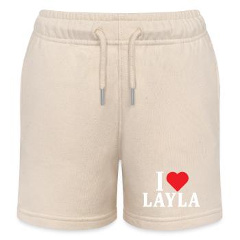 T-Shirt Ich liebe Layla T-Shirt Geschenkidee - Kinder Organic Joggingshorts Mini Bolter von Stanley/Stella - Natur - Vorne
