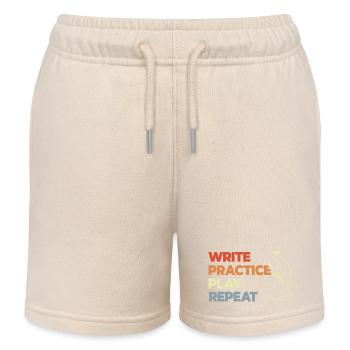 Write Practice Play Repeat - Kids Organic Sweat Shorts by Stanley/Stella - soft Ecru - Front