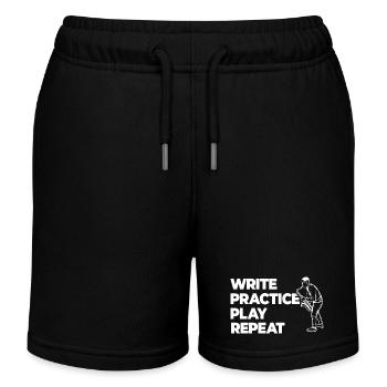 Writing, practicing, playing, repeating - Kids Organic Sweat Shorts by Stanley/Stella - black - Front