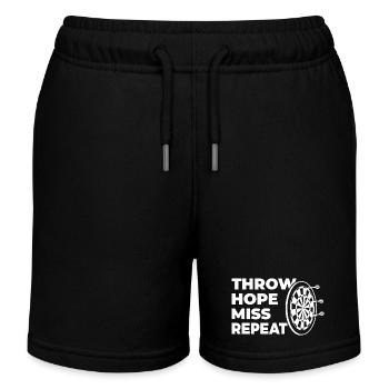 throwing, hoping, missing, repeating - Kids Organic Sweat Shorts by Stanley/Stella - black - Front