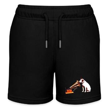 His Master's Voice painting - Kids Organic Sweat Shorts by Stanley/Stella - black - Front