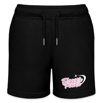 Flower Power - Police rétro en rose avec étoile - Short de jogging enfant bio Stanley/Stella - noir - Devant