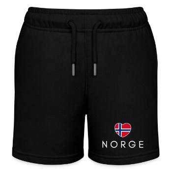 Heart with Norwegian flag, Norwegian pride - Kids Organic Sweat Shorts by Stanley/Stella - black - Front