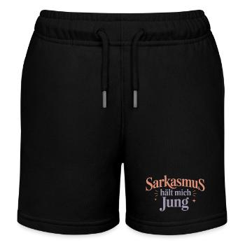 Sarcasm keeps me young - Kids Organic Sweat Shorts by Stanley/Stella - black - Front