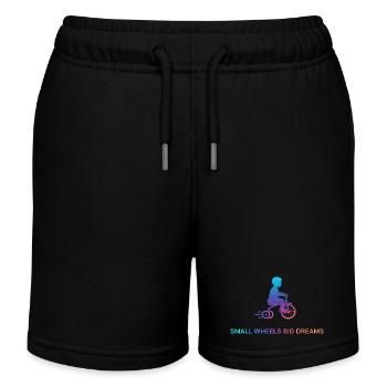 Petites roues : grands rêves - Short de jogging enfant bio Stanley/Stella - noir - Devant