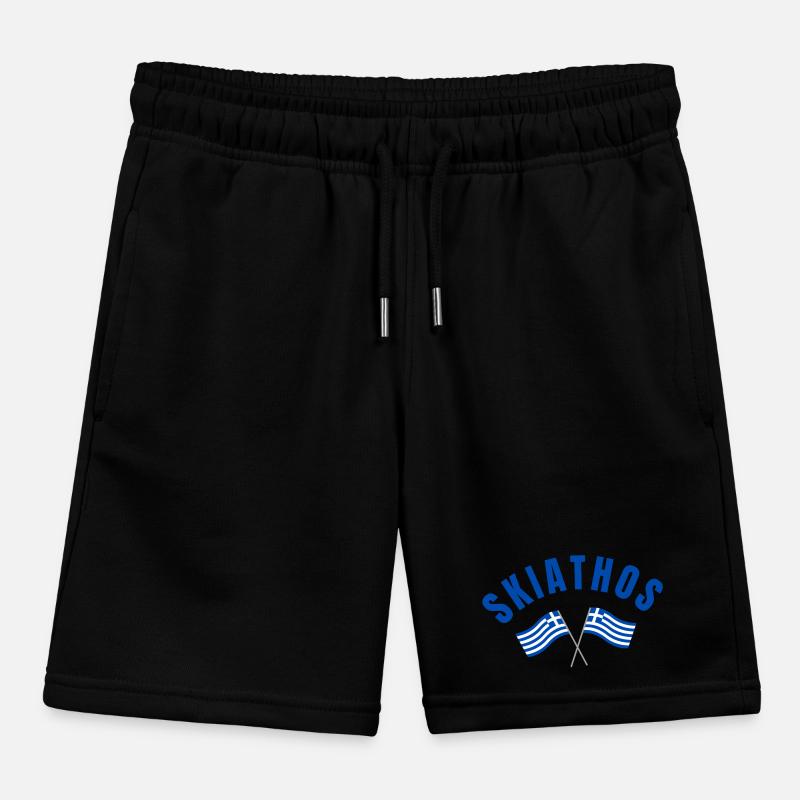 Skiathos Crossed Greek Flags Kids Organic Sweat Shorts by Stanley/Stella