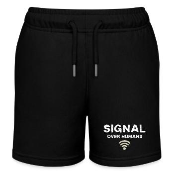 Signal Over Humans - Citation technique drôle - Short de jogging enfant bio Stanley/Stella - noir - Devant