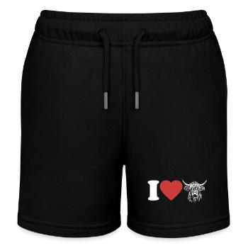 I Love Highland Cattle - Heart - Cow - Cattle Breeding - Kids Organic Sweat Shorts by Stanley/Stella - black - Front