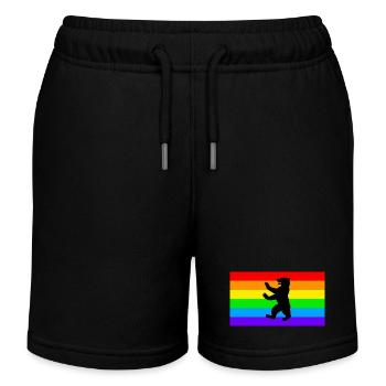 Ours de Berlin / Q LGBT / Drapeau arc-en-ciel - Short de jogging enfant bio Stanley/Stella - noir - Devant