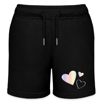 Pastel Rainbow Hearts - Kids Organic Sweat Shorts by Stanley/Stella - black - Front