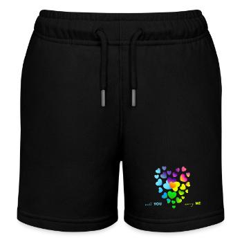 marry wedding engagement - Kids Organic Sweat Shorts by Stanley/Stella - black - Front