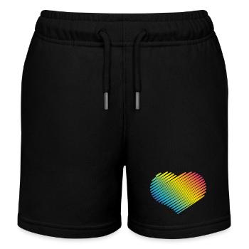 Rainbow Heart (Love / Scribble) - Kids Organic Sweat Shorts by Stanley/Stella - black - Front