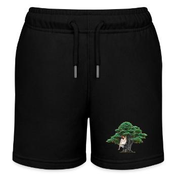 Girl tree nature sensual swing feelings - Kids Organic Sweat Shorts by Stanley/Stella - black - Front