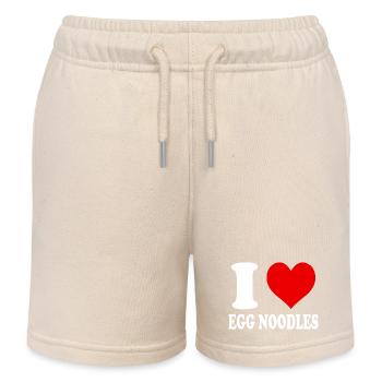I Love Egg Noodles Heart Funny Witty - Kids Organic Sweat Shorts by Stanley/Stella - soft Ecru - Front