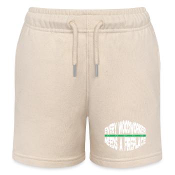 Bday Chainsaw Grab Joke Union Carpenter Tshirts - Kids Organic Sweat Shorts by Stanley/Stella - soft Ecru - Front