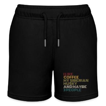 Kaffeeliebhaber Siberian Husky Hundebesitzer Lustiges Zitat - Kinder Organic Joggingshorts Mini Bolter von Stanley/Stella - Schwarz - Vorne