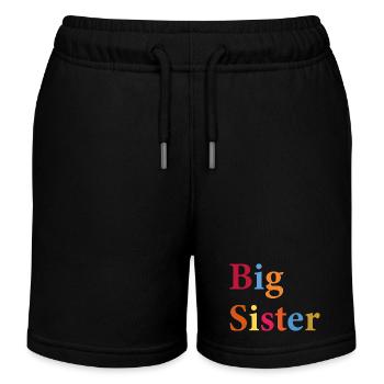 Big sister, new born, girl - Short de jogging enfant bio Stanley/Stella - noir - Devant