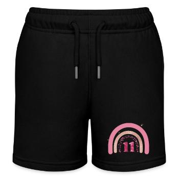 11th Birthday Rainbow Rose - Kids Organic Sweat Shorts by Stanley/Stella - black - Front