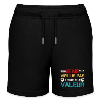 Je ne vieillis pas, je prends de la valeur - Short de jogging enfant bio Stanley/Stella - noir - Devant