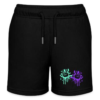 2 Heavy Metal Hard Rock Graffiti Horns Hand Gestures - Kids Organic Sweat Shorts by Stanley/Stella - black - Front