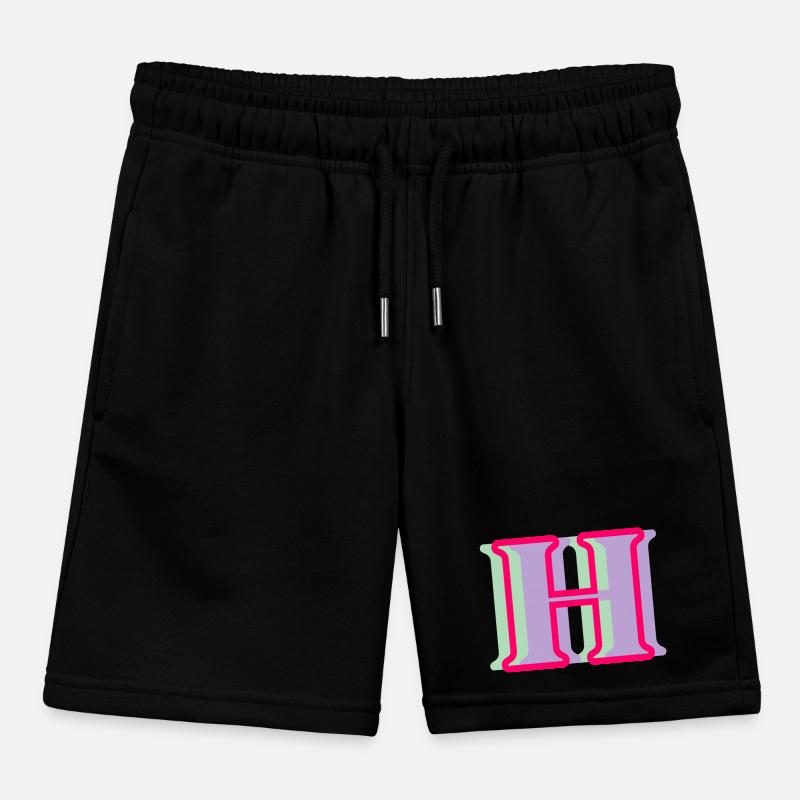 Multi-coloured letter h Kids Organic Sweat Shorts by Stanley/Stella