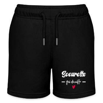 Ehefrau Schwester, die sich die Haare föhnt Beste Schwester - Kinder Organic Joggingshorts Mini Bolter von Stanley/Stella - Schwarz - Vorne