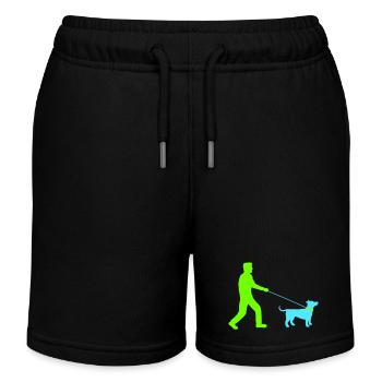 Hund Mann Gassi gehen Spazieren Leine Herrchen - Kinder Organic Joggingshorts Mini Bolter von Stanley/Stella - Schwarz - Vorne