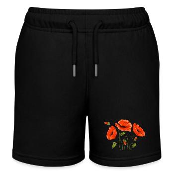 Flowers - Kids Organic Sweat Shorts by Stanley/Stella - black - Front