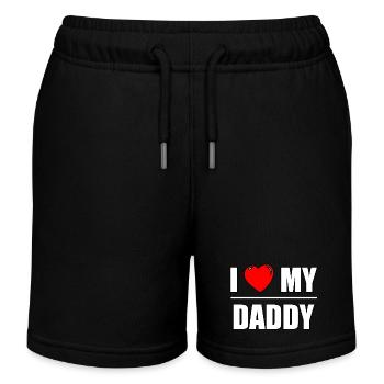 Font design "I love my Daddy" - Kids Organic Sweat Shorts by Stanley/Stella - black - Front