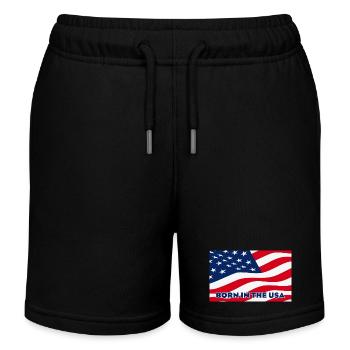 Born in the USA - Kids Organic Sweat Shorts by Stanley/Stella - black - Front