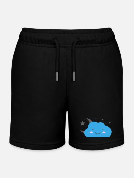 Kawaii cloud and starry sky - Kids Organic Sweat Shorts by Stanley/Stella - black