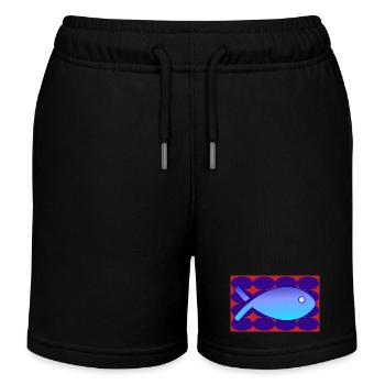 HUMOR. FISH. APRIL FOOL. HUMOR. SEA - Kids Organic Sweat Shorts by Stanley/Stella - black - Front