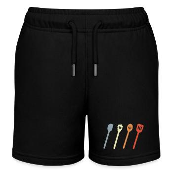 Croquis de cuillère de cuisine - Short de jogging enfant bio Stanley/Stella - noir - Devant
