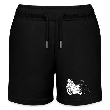 Weißer Biker und Geschwindigkeit - Kinder Organic Joggingshorts Mini Bolter von Stanley/Stella - Schwarz - Vorne