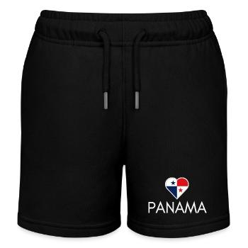 Cœur avec le drapeau du Panama, j’aime le Panama - Short de jogging enfant bio Stanley/Stella - noir - Devant