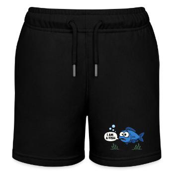 Blauer Fisch Kostüm Meerestier Karneval Fasching - Kinder Organic Joggingshorts Mini Bolter von Stanley/Stella - Schwarz - Vorne