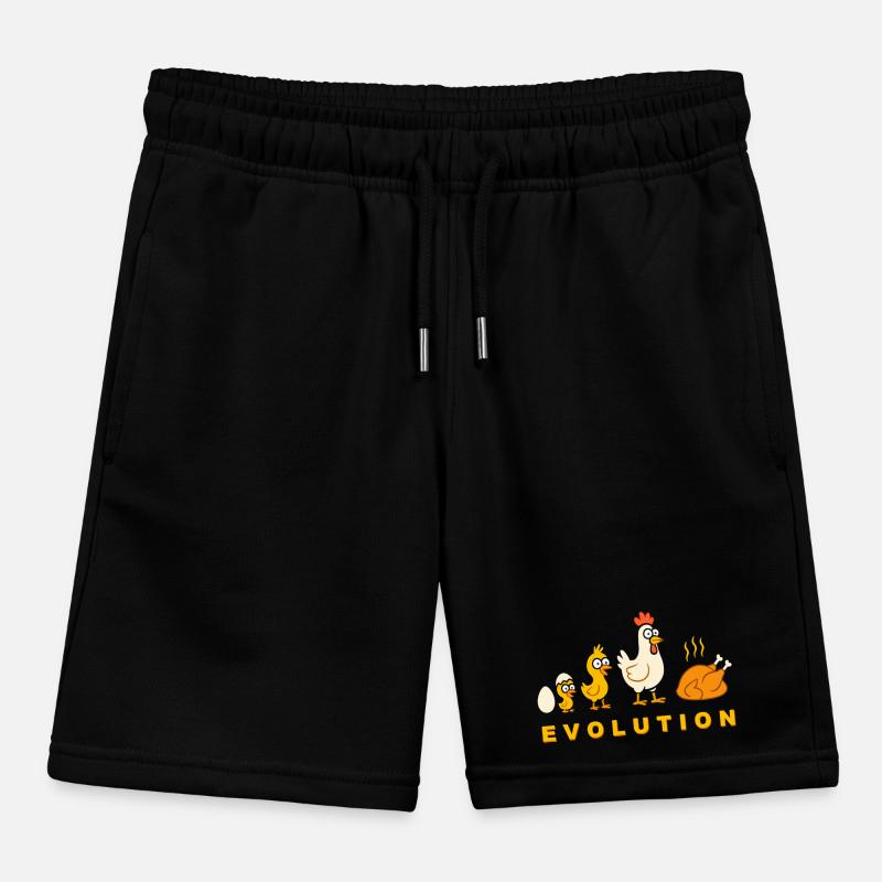 Evolution Chicken Broiler Chicken Funny Kids Organic Sweat Shorts by Stanley/Stella