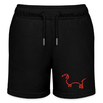 Chien saucisse rouge minimaliste - Short de jogging enfant bio Stanley/Stella - noir - Devant