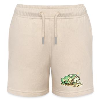 Détective grenouille à la recherche d’indices - Short de jogging enfant bio Stanley/Stella - écru doux - Devant