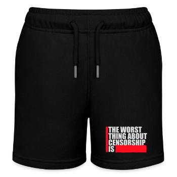 The Worst Thing About Censorship Is Funny Irony - Kids Organic Sweat Shorts by Stanley/Stella - black - Front