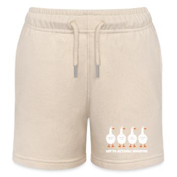 Four funny ducks in single file - Kids Organic Sweat Shorts by Stanley/Stella - soft Ecru - Front