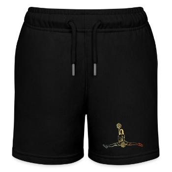 Female Cheerleader Drawing - Kids Organic Sweat Shorts by Stanley/Stella - black - Front