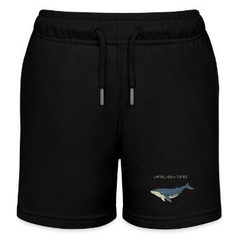Whale Hello There Funny Marine Animal Pun - Kids Organic Sweat Shorts by Stanley/Stella - black - Front